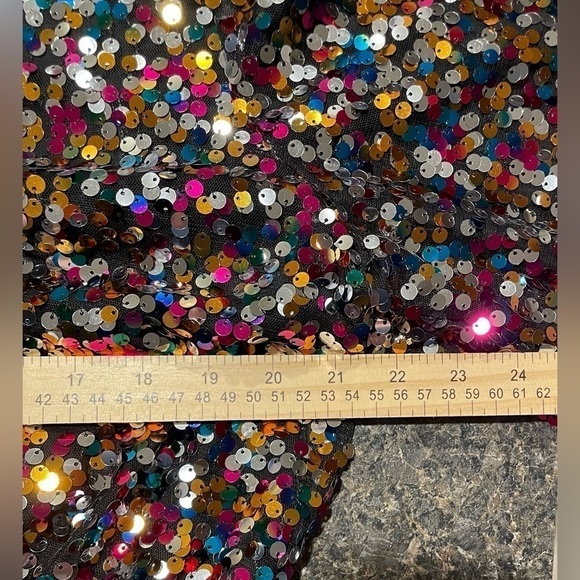 FULLY SEQUINED RAINBOW COLORED Cropped Blouse Sz XL Retro 70s Inspired Disco - Picture 9 of 10